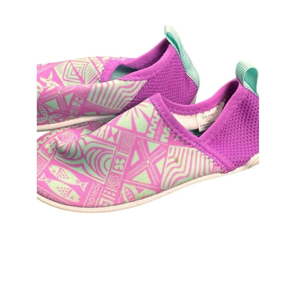 Speedo Kids Girls Water Shoes Pink Green Tropical Slip On Beach Pool Size 9/0